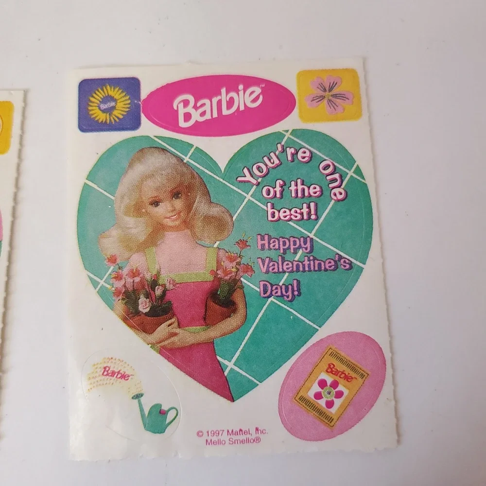 Vintage 1997 Barbie Sticker Card Valentine's Day Mello‎ Smello Mattel
